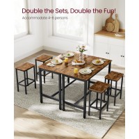 Vasagle Bar Table Set, With 2 Bar Stools, Dining Table Set, Kitchen Counter With Bar Chairs, Industrial, Living Room, Party Room, Rustic Brown And Black Ulbt15X