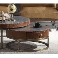 AcME Tamas coffee Table (Small), Aluminum & cocoa Top grain Leather 84890(D0102H5LEYT)