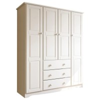 Palace Imports 100% Solid Wood Family Wardrobe Closet Armoire W/Clothing Rods, White, 60.25