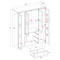 Palace Imports 100% Solid Wood Family Wardrobe Closet Armoire W/Clothing Rods, White, 60.25