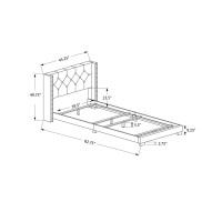 Monarch Specialties I SizeBrown LeatherLook with Brass Trim Twin Bed Double