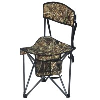 Portal Extra Large Quick Folding Tripod Stool With Backrest Fishing Camping Chair With Carry Strap (Camo)