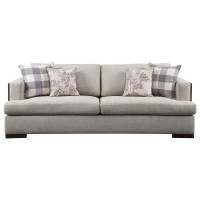 Acme Niamey Sofa With 4 Pillows In Fabric & Cherry