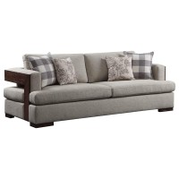 Acme Niamey Sofa With 4 Pillows In Fabric & Cherry