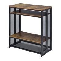 Acme Winam 3 Shelves Sofa Table With Metal Frame In Antique Oak And Black