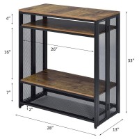 Acme Winam 3 Shelves Sofa Table With Metal Frame In Antique Oak And Black
