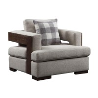 Acme Niamey Chair With 1 Pillow In Fabric & Cherry