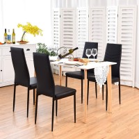 Giantex Set Of 4 Dining Chairs, High Back Dining Side Chairs W/Pvc Leather & Non-Slip Feet Pads, Easy To Clean, Modern Soft Light Padded Kitchen Dining Room Chairs W/Sturdy Metal Legs, Black
