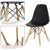 Giantex Dining Chairs Set of 4 Black, Pre Assembled Mid Century Modern Dining Chairs with Wood Legs, Armless Kitchen Chairs, Plastic Side Chair for Dining Room, Kitchen, Living Room