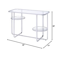 Acme Hollo Rectangular Glass Top Sofa Table With Shelf In Chrome And Mirrored