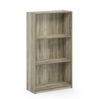 Furinno 99736 Basic 3-Tier Bookcase Storage Shelves, Sonoma Oak