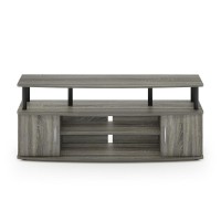 Furinno JAYA Large Entertainment Center Hold up to 50IN TV French Oak GreyBlack