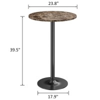 Furmax Bistro Pub Table Round Bar Height Cocktail Table Metal Base Mdf Top Obsidian Table With Black Leg 238Inch Top 395Inc