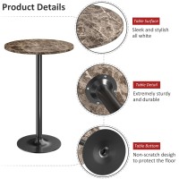 Furmax Bistro Pub Table Round Bar Height Cocktail Table Metal Base Mdf Top Obsidian Table With Black Leg 238Inch Top 395Inc