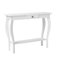 Choochoo Narrow Console Table With Drawer, Chic Accent Sofa Table, Entryway Table, White