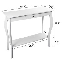 Choochoo Narrow Console Table With Drawer, Chic Accent Sofa Table, Entryway Table, White