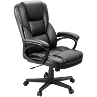 Furmax Office Executive Chair High Back Adjustable Managerial Home Desk Chair, Swivel Computer Pu Leather Chair With Lumbar Support (Black)