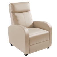 Homall Recliner Chair Padded Seat Pu Leather For Living Room Single Sofa Recliner Modern Recliner Seat Club Chair Home Theater Seating (Beige)