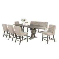 Classic 7pc Dining Setwith Extendable Counter Height Dining Table