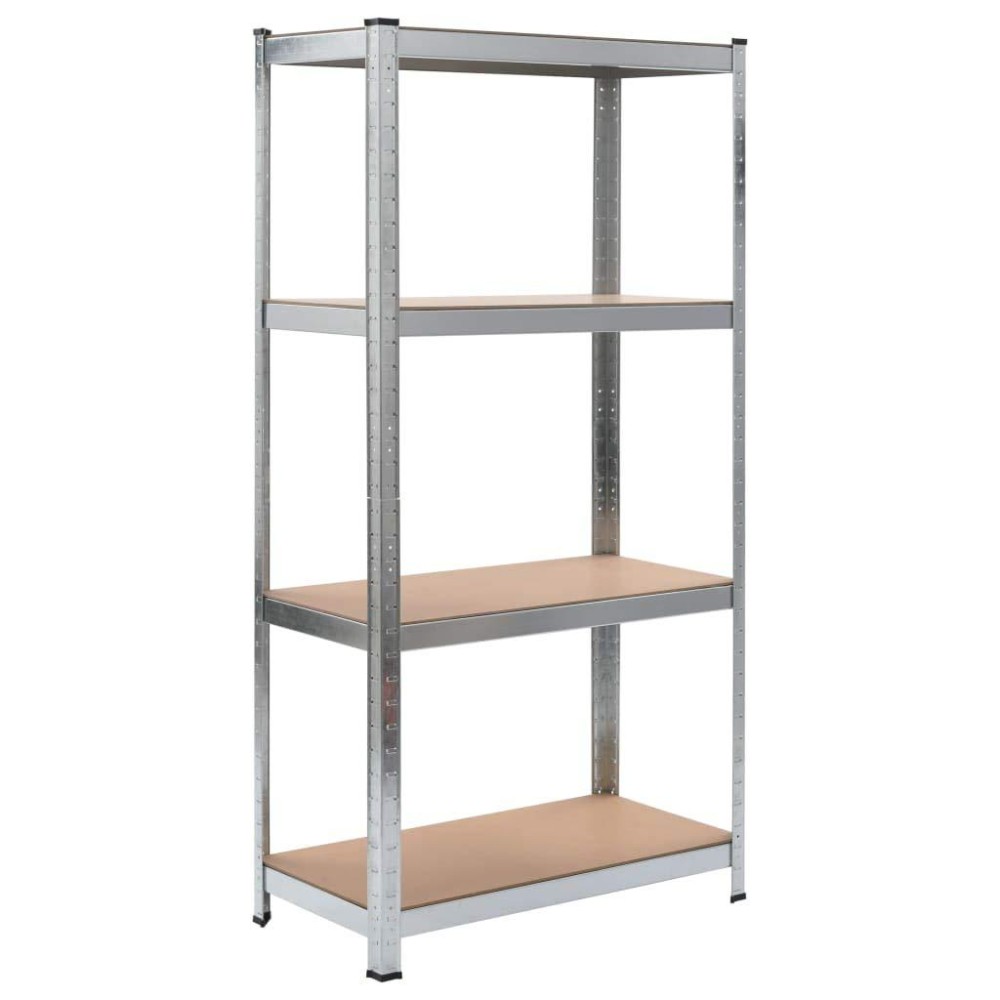 vidaXL 4Layer Storage Shelf Engineered Wood and Galvanized Steel Frame Rack for Kitchen Office Bathroom with Durable Vers