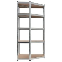 vidaXL Durable Corner Shelf with High Load Capacity Galvanized Steel Engineered Wood Construction CorrosionResistant Silv