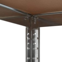 vidaXL Durable Corner Shelf with High Load Capacity Galvanized Steel Engineered Wood Construction CorrosionResistant Silv