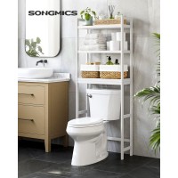 Songmics Over The Toilet Storage, 3-Tier Bamboo Over Toilet Bathroom Organizer With Adjustable Shelf, Fit Most Toilets, Space-Saving, Easy Assembly, White Ubts01Wt