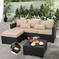 Rattaner Outdoor Furniture Set 3 Pieces Wicker Patio Furniture Outdoor Sectional Patio Couch Outdoor Coffee Table With Storage A