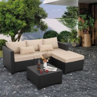 Rattaner Outdoor Furniture Set 3 Pieces Wicker Patio Furniture Outdoor Sectional Patio Couch Outdoor Coffee Table With Storage A