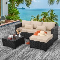 Rattaner Outdoor Furniture Set 3 Pieces Wicker Patio Furniture Outdoor Sectional Patio Couch Outdoor Coffee Table With Storage A