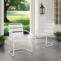 Brighton 2Pc Outdoor Metal Armchair Set White 2 Chairs