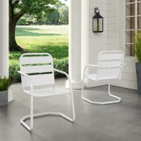 Brighton 2Pc Outdoor Metal Armchair Set White 2 Chairs