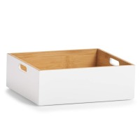 Zeller White Bamboo Storage Box, White, Ca. 30 X 27 X 10,5 Cm