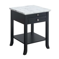 Convenience Concepts American Heritage Logan End Table With Drawer And Slide White Faux Marble Topblack