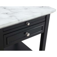 Convenience Concepts American Heritage Logan End Table With Drawer And Slide White Faux Marble Topblack