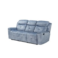 Acme Mariana Fabric Tufted Reclining Loveseat With Console In Silver Blue
