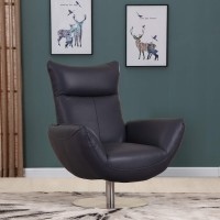 Homeroots 43 Navy Contemporary Leather Lounge Chair