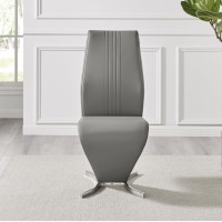 Furniturebox Dining Chair Set Of 2 - Willow Elephant Gray Faux Leather Chrome 'Z' Dining Chairs