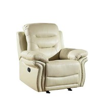 Homeroots 44 Beige Comfortable Leather Recliner Chair