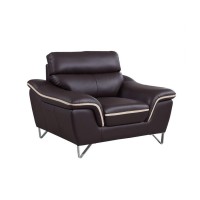 Homeroots 36 Brown Contemporary Leather Loveseat