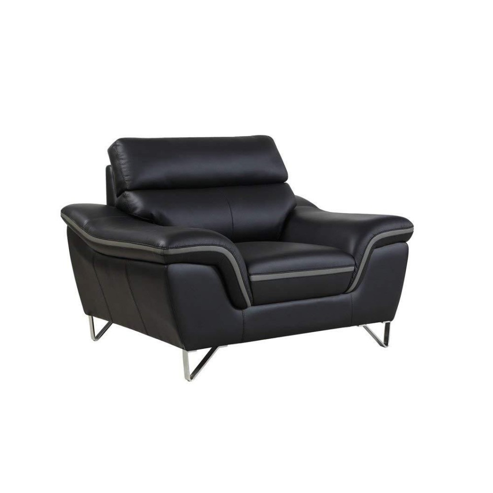 Homeroots 36 Contemporary Black Leather Chair