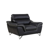 Homeroots 36 Contemporary Black Leather Chair