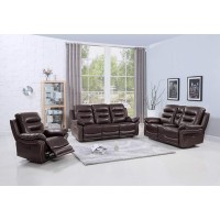 Homeroots 132 Comfortable Brown Faux Leather Sofa Set With A Console Loveseat