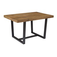 Walker Edison Andre Modern Solid Wood Dining Table, 52 Inch, Rustic Oak