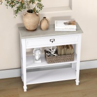 kinbor Accent White Console Table with Drawer and Shelf, Wood Sofa Table with Storage for Entryway Hallway Living Room