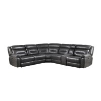 Acme Imogen Faux Leather Power Reclining Sectional Sofa In Gray