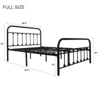 Nachtimoor Full Platform Metal Bed Frame With Headboard And Footboard,Vintage Victorian Style Mattress Foundation, No Box Spring Required, Under Bed Storage (Full, Black)