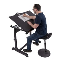 Stand Up Desk Store Adjustable Height And Angle Drafting Table Drawing Desk With Large Surface (Black Frame/Black Top, 40