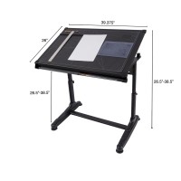 Stand Up Desk Store Adjustable Height And Angle Drafting Table Drawing Desk With Large Surface (Black Frame/Black Top, 40