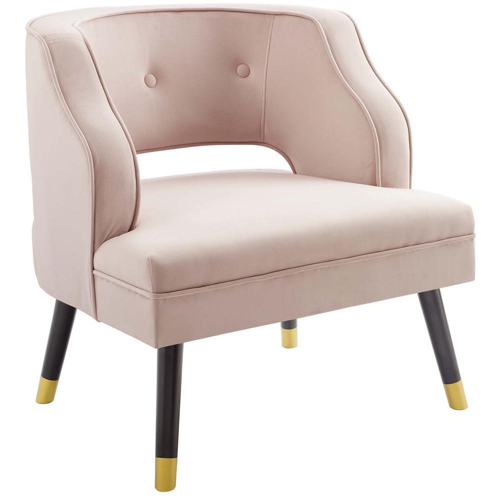 Traipse Button Tufted Open Back Performance Velvet Armchair